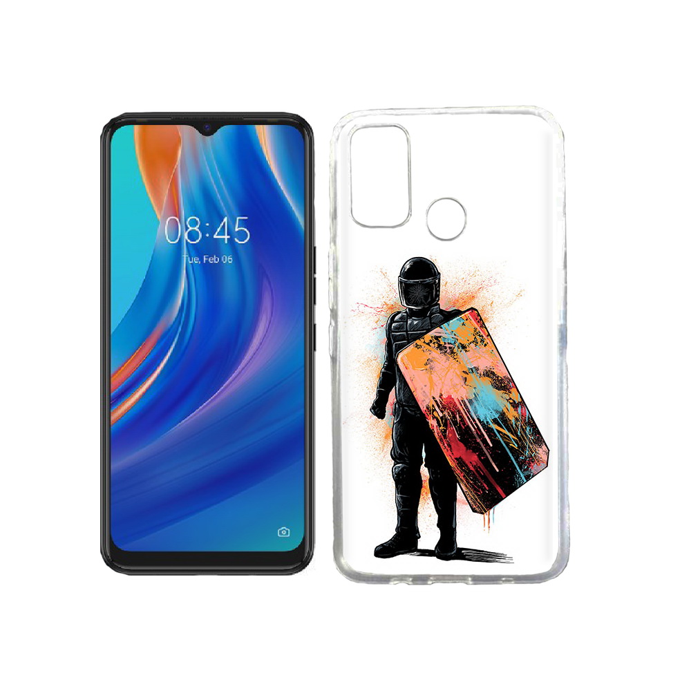 

Чехол MyPads Tocco для Tecno Spark 7T солдат с красочным щитом, Прозрачный, Tocco