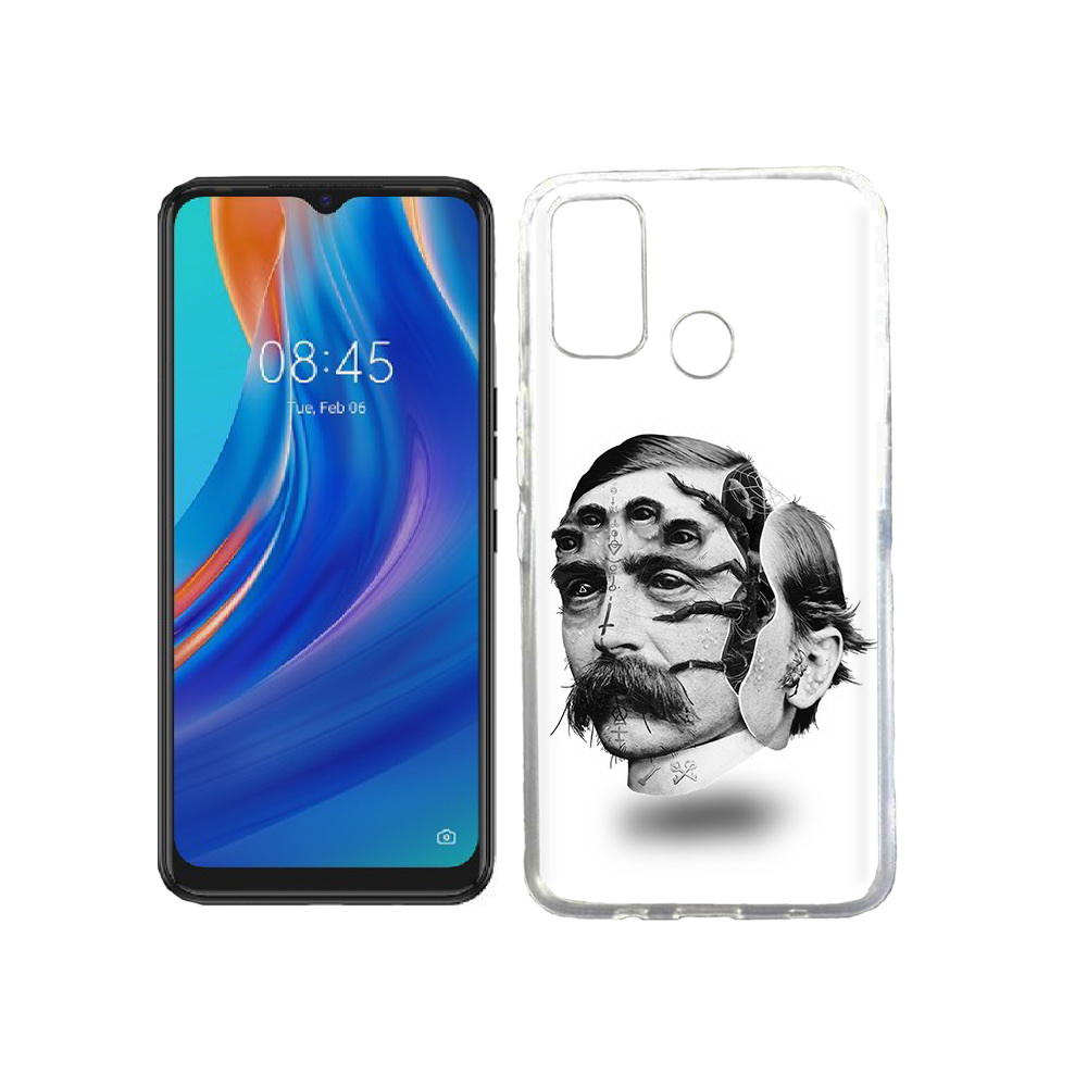 

Чехол MyPads Tocco для Tecno Spark 7T страшное лицо мужчины, Прозрачный, Tocco