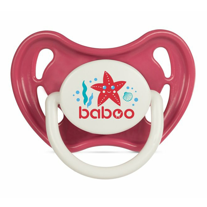 Пустышка анатомическая с колпачком Baboo Sealife 6+ месяцев розовая