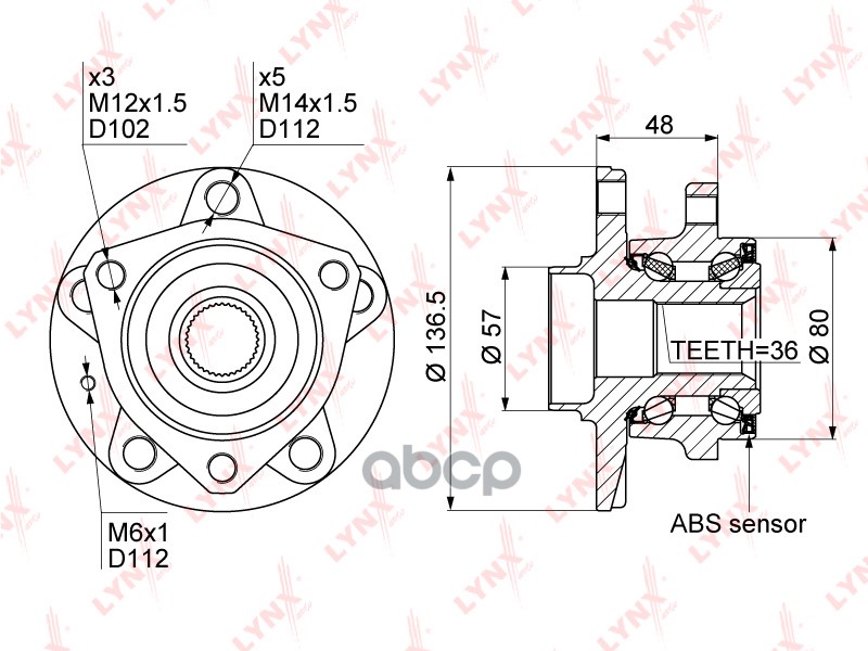 

Ступица Vw Golf (04-) Audi A3 (08-13) Skoda Octavia (05-) Передняя С Подшипником Lynx Wh11