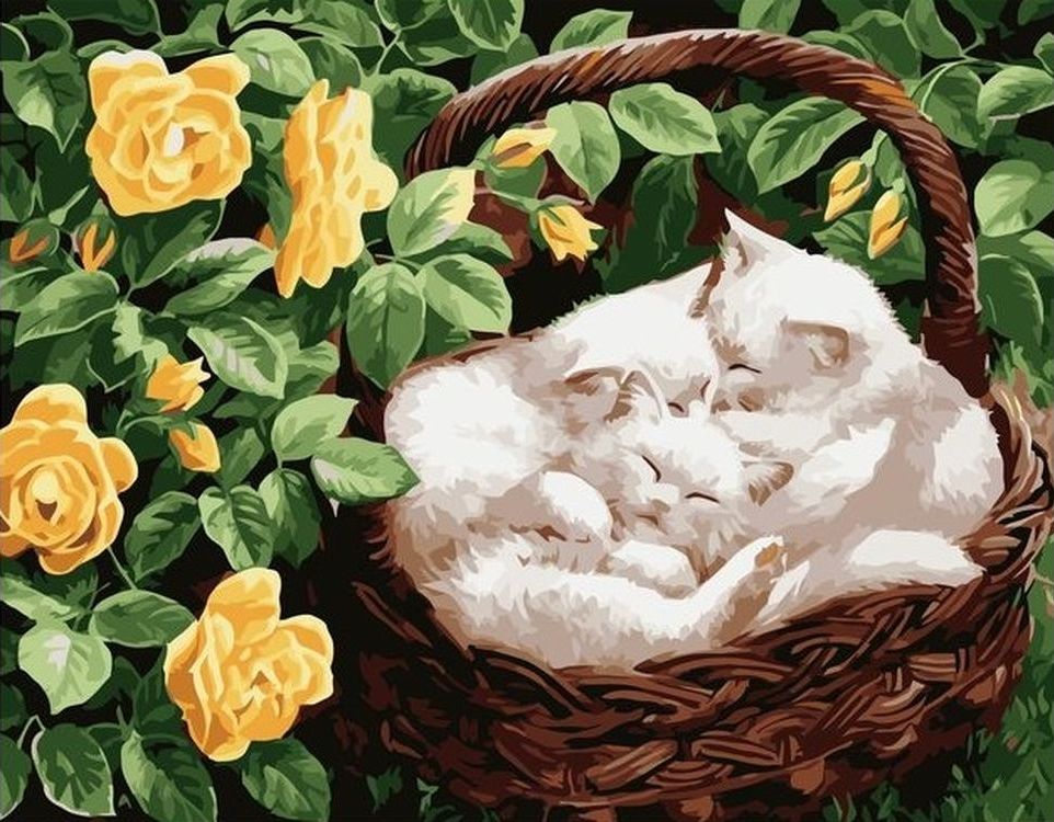 

Живопись по номерам Paintboy Котята в корзине 40x50, Котята в корзине