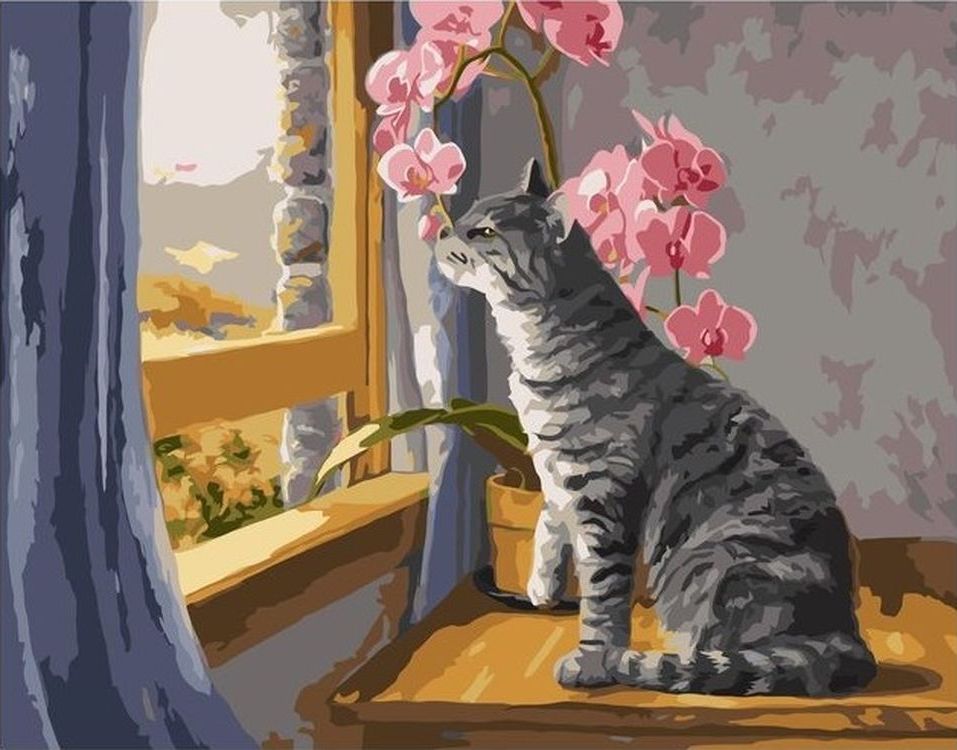 

Живопись по номерам Paintboy Кот у окна 40x50, Кот у окна