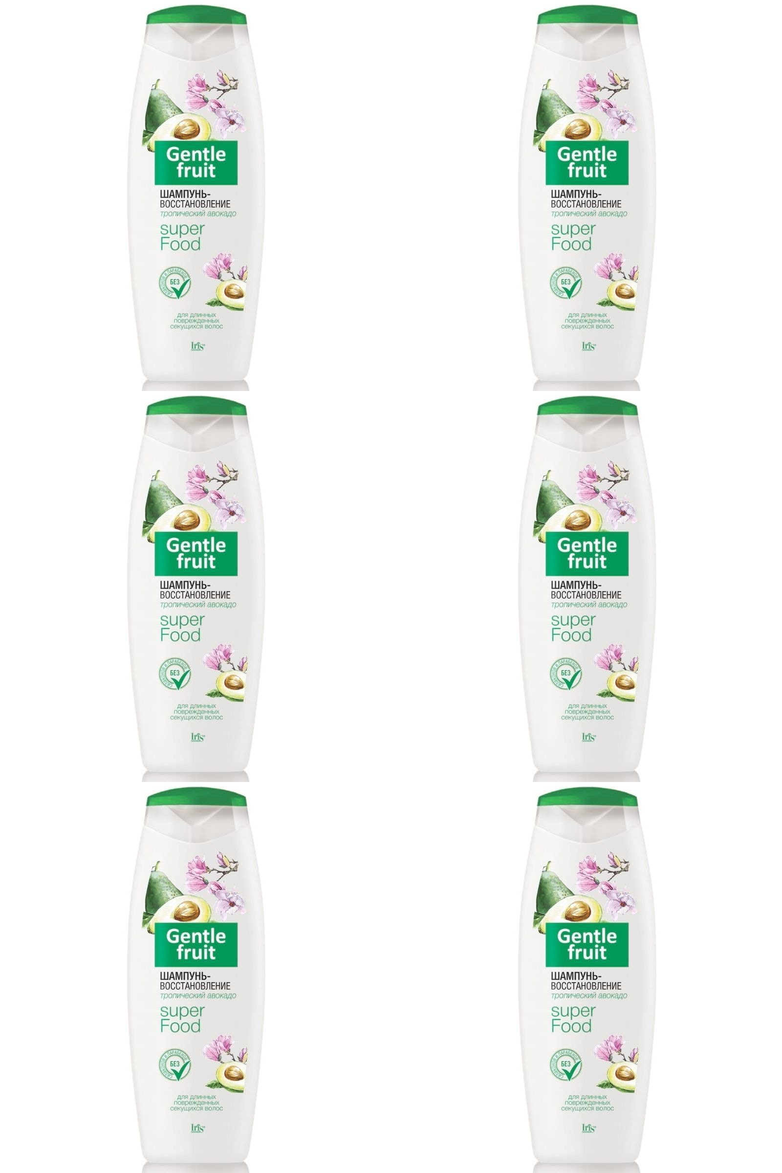 

Шампунь-восстановление Iris Gentle Fruit Тропический Авокадо, 400 мл, 6 шт
