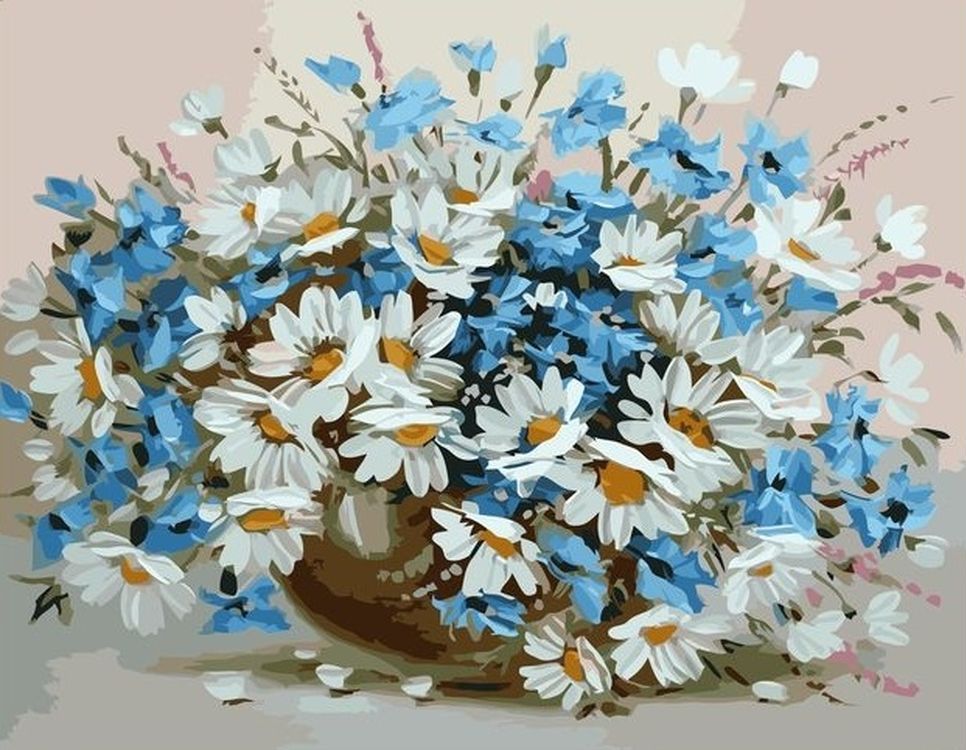 

Живопись по номерам Paintboy Ромашки и васильки 40x50, Ромашки и васильки