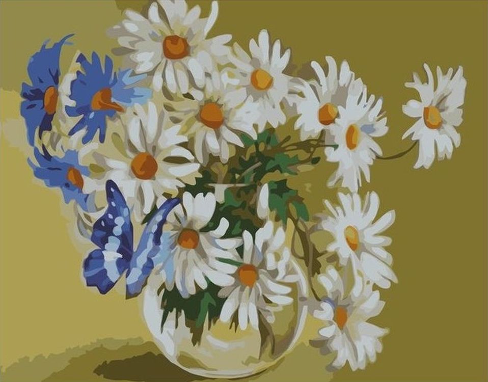 

Живопись по номерам Paintboy Бабочка и ромашки 40x50, Бабочка и ромашки