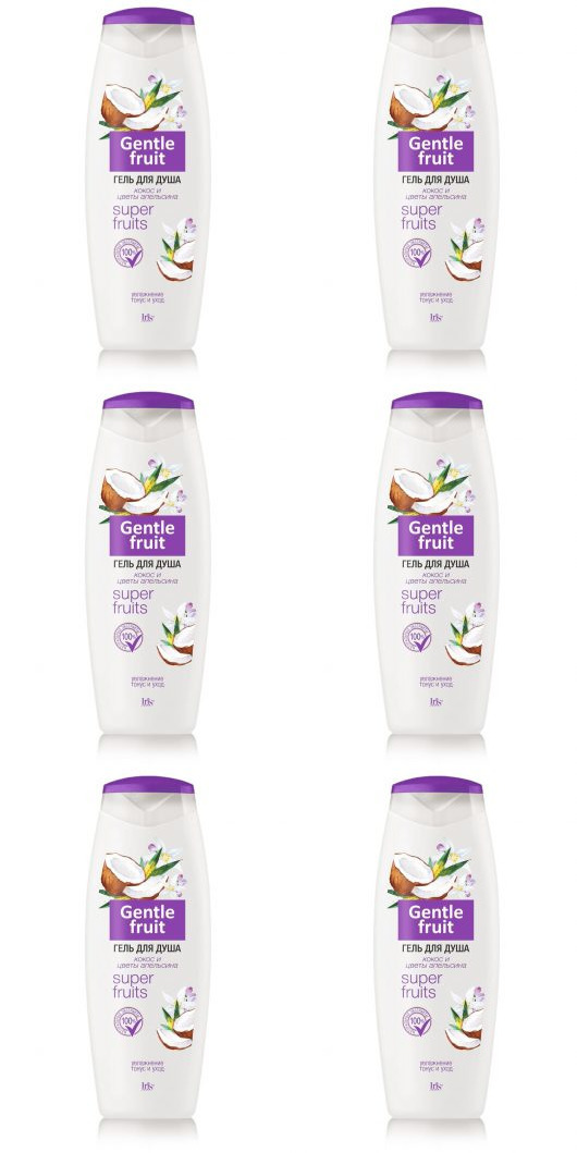 Гель для душа Iris Gentle Fruit Кокос и цветы Апельсина, 400 мл, 6 шт