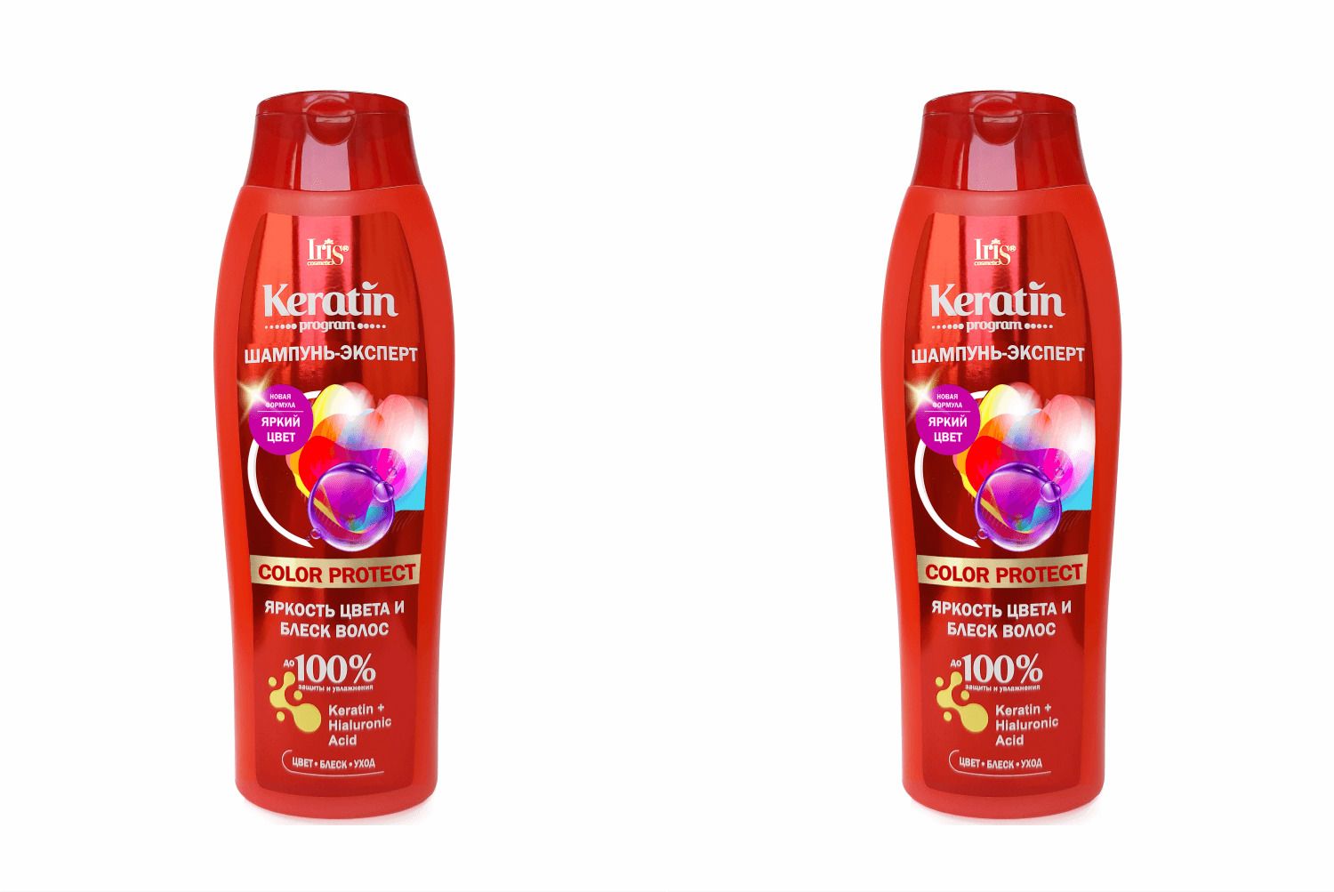 Шампунь-эксперт Iris Keratin Protect, Яркость цвета и блеск волос, 400 мл, 2 шт.