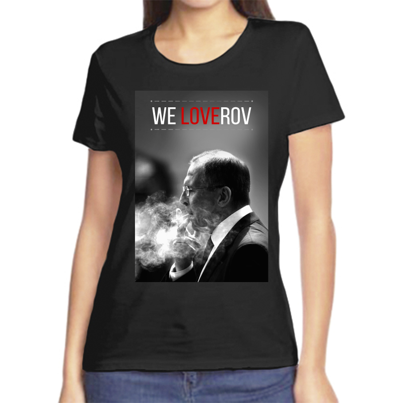 

Футболка женская черная 58 р-р Лавров we loverov, Черный, fzh_lavrov_weloverov