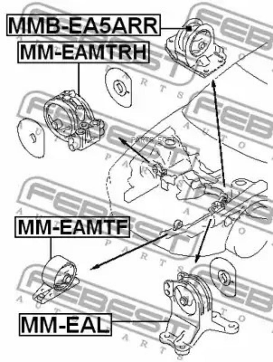 

FEBECT MMBEA5ARR Сайлентблок подушки двигателя