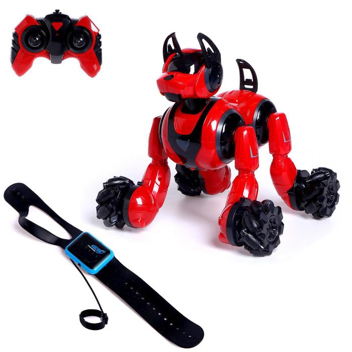 

Робот-собака Кибер пёс, управление жестами, световые и звуковые эффекты, цвет красный
