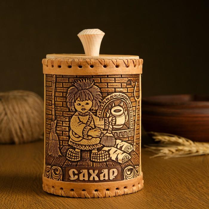 

Туес "Домовенок. Сахар", 10х10х15 см, береста