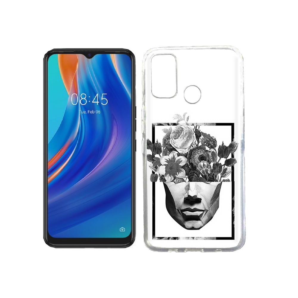 

Чехол MyPads Tocco для Tecno Spark 7T черно белая ваза в абстракции, Прозрачный, Tocco