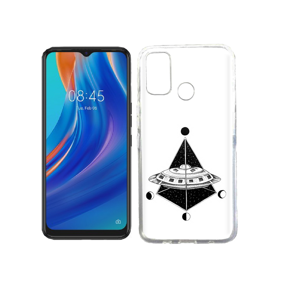 

Чехол MyPads Tocco для Tecno Spark 7T черно белая летающая тарелка, Прозрачный, Tocco