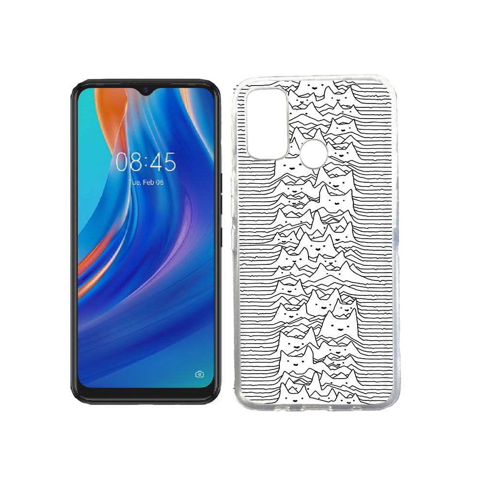 

Чехол MyPads Tocco для Tecno Spark 7T черно белые коты 3D, Прозрачный, Tocco
