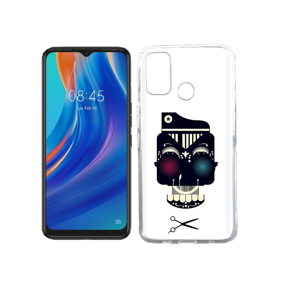 

Чехол MyPads Tocco для Tecno Spark 7T черно белый скелет с яркими глазами, Прозрачный, Tocco