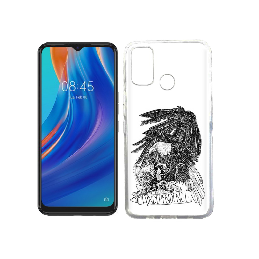 

Чехол MyPads Tocco для Tecno Spark 7T черно белый сокол, Прозрачный, Tocco