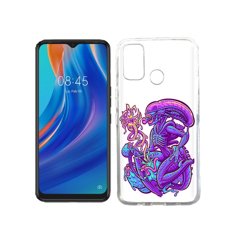 

Чехол MyPads Tocco для Tecno Spark 7T чужой фиолетовый цвет, Прозрачный, Tocco