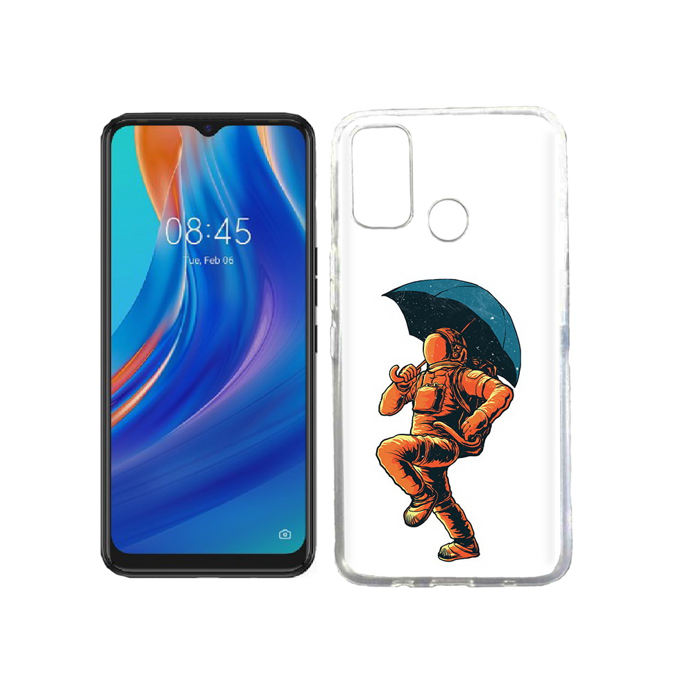 

Чехол MyPads Tocco для Tecno Spark 7T шагающий космонавт с зонтом, Прозрачный, Tocco