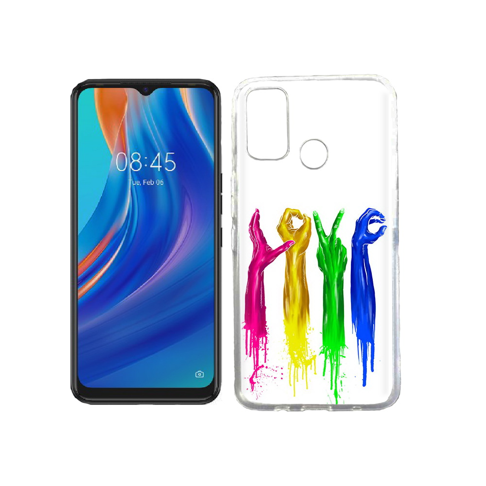 

Чехол MyPads Tocco для Tecno Spark 7T яркие руки love, Прозрачный, Tocco