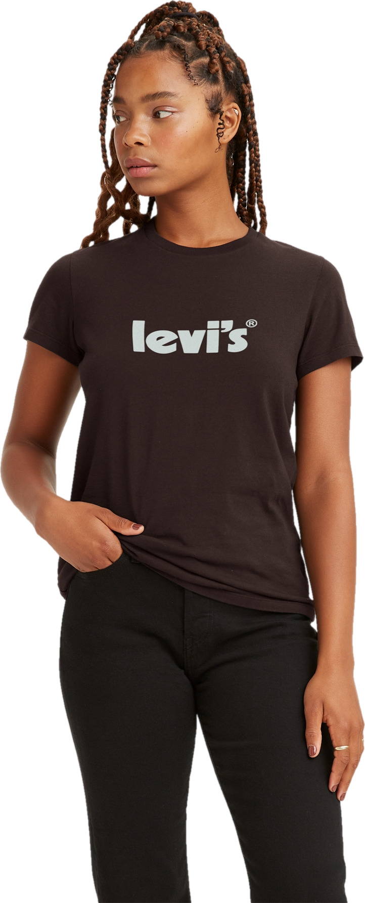

Футболка женская Levi's The perfect tee коричневая S, Коричневый, The perfect tee