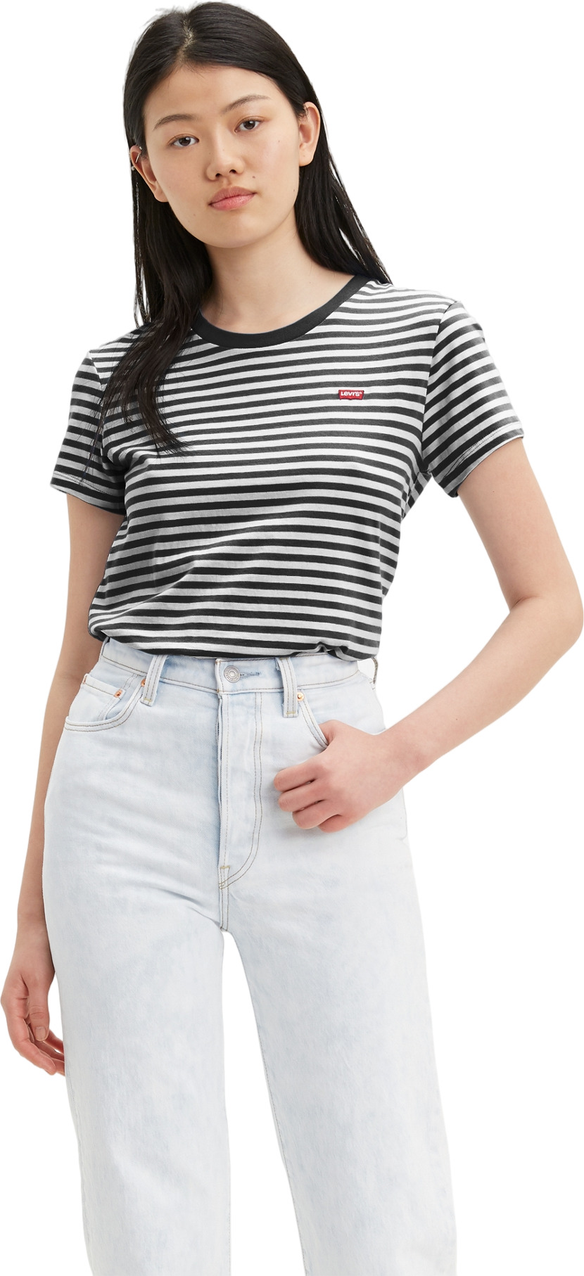 

Футболка женская Levi's The perfect tee черная XL, Черный, The perfect tee