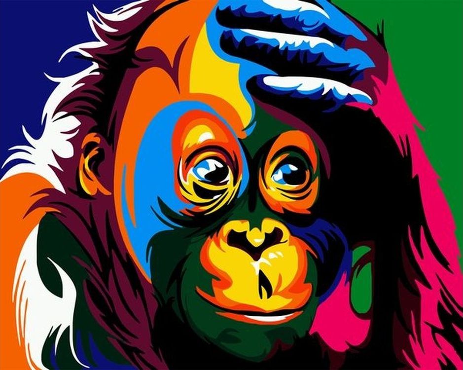 

Живопись по номерам Paintboy Радужный орангутанг 40x50, Радужный орангутанг