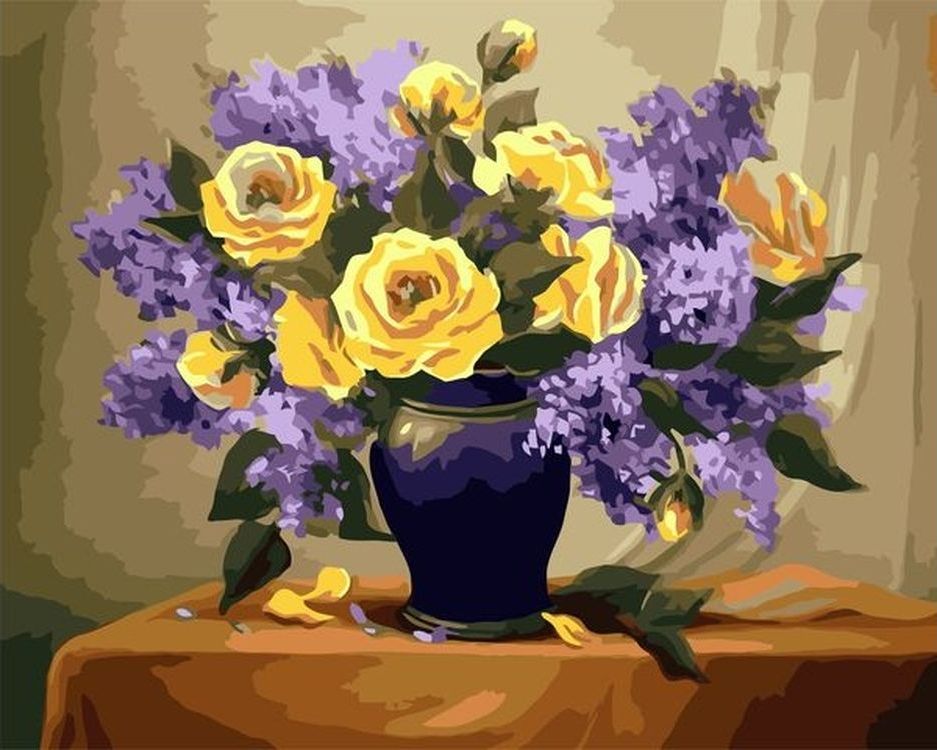 

Живопись по номерам Paintboy Розы и сирень 40x50, Розы и сирень