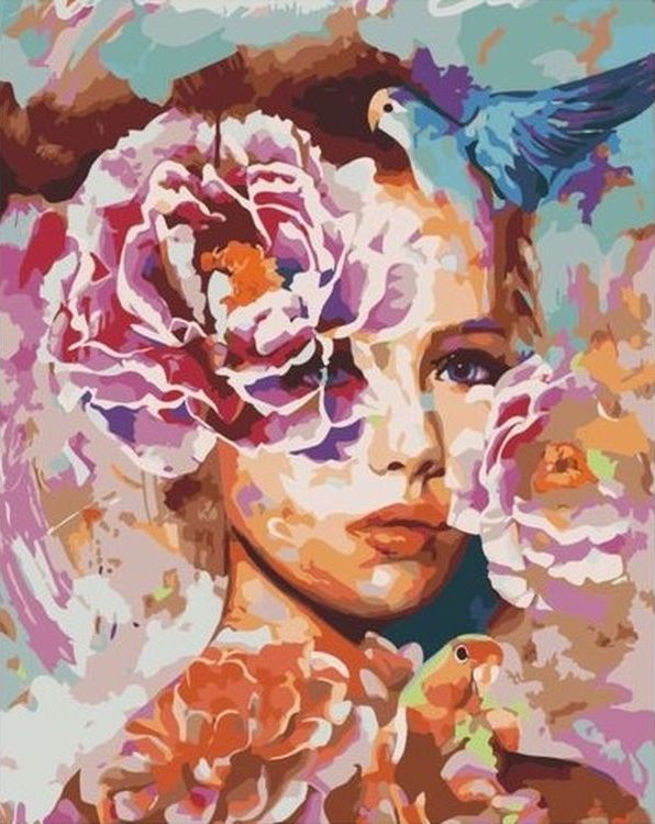 

Живопись по номерам Paintboy Девушка и попугай 40x50, Девушка и попугай