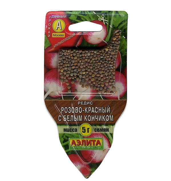 

Семена овощей Аэлита Редис Розово-красный с белым кончиком 5 г