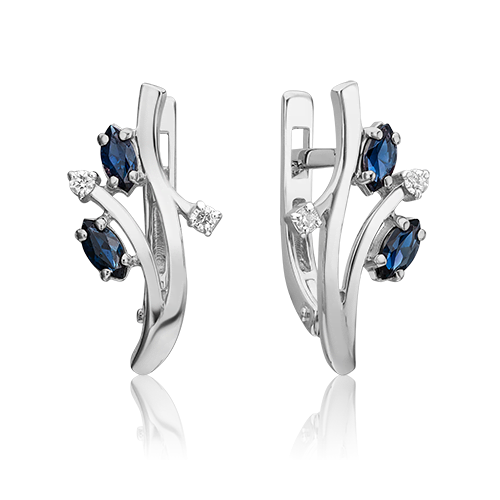 

Серьги из белого золота с сапфиром/бриллиантом PLATINA jewelry 02-0424-00-105-1120-30, 02-0424-00-105-1120-30