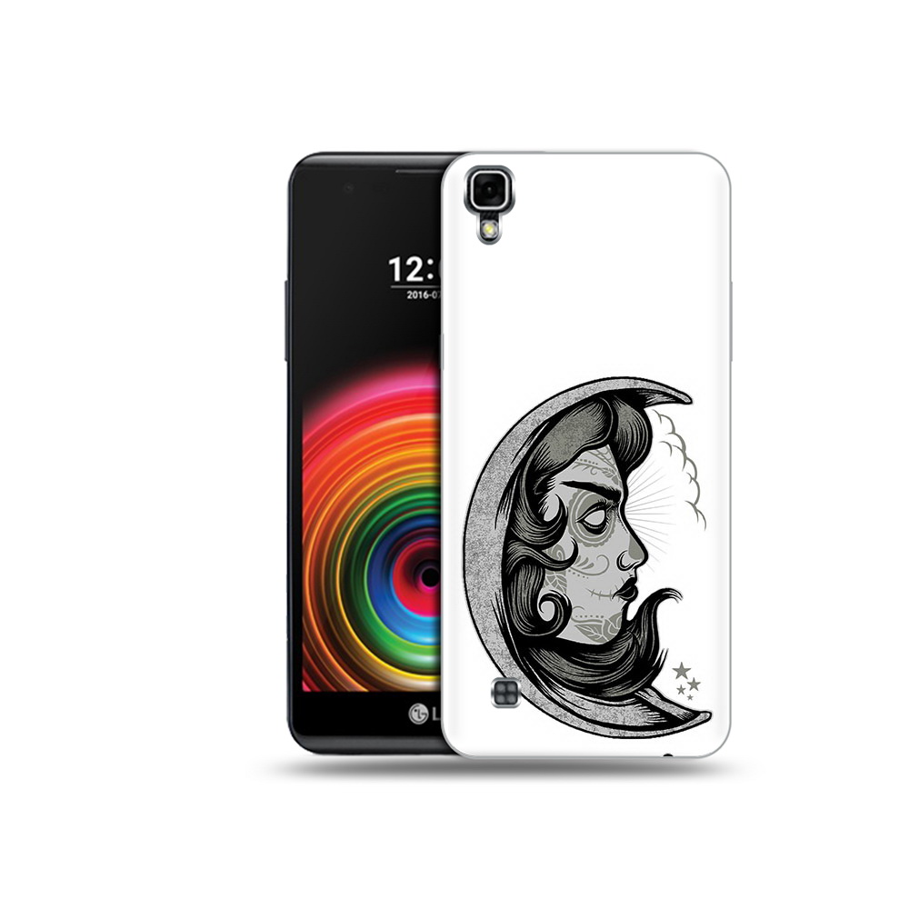

Чехол MyPads Tocco для LG X Power черно белая луна с лицом, Прозрачный, Tocco