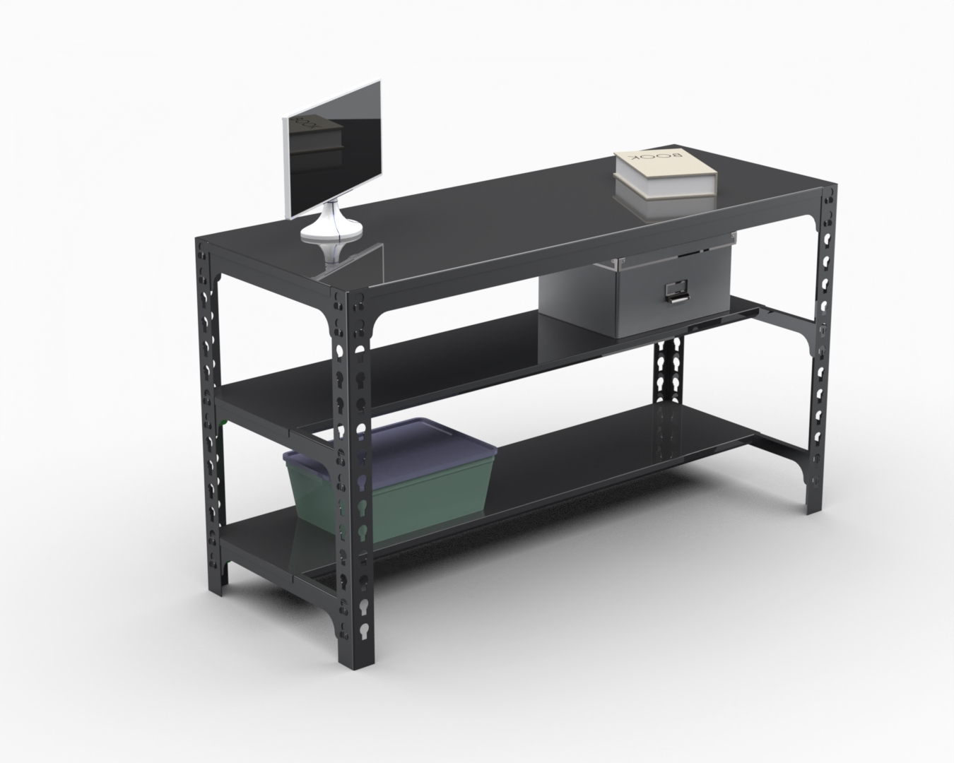 

Стол металлический Metalex 112138 750х1500х500, две полки, серый