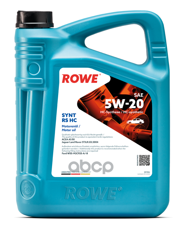 фото Rowe моторное масло hightec synt rs hc a1/b1 5w20 синт.5л rowe