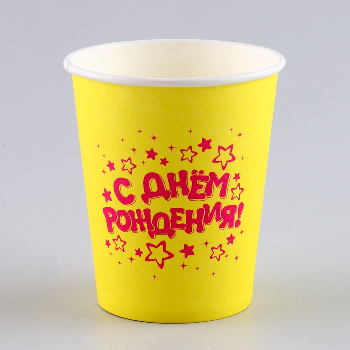 

Стакан бумажный "С Днём Рождения" (набор 6 шт),250 мл, Разноцветный