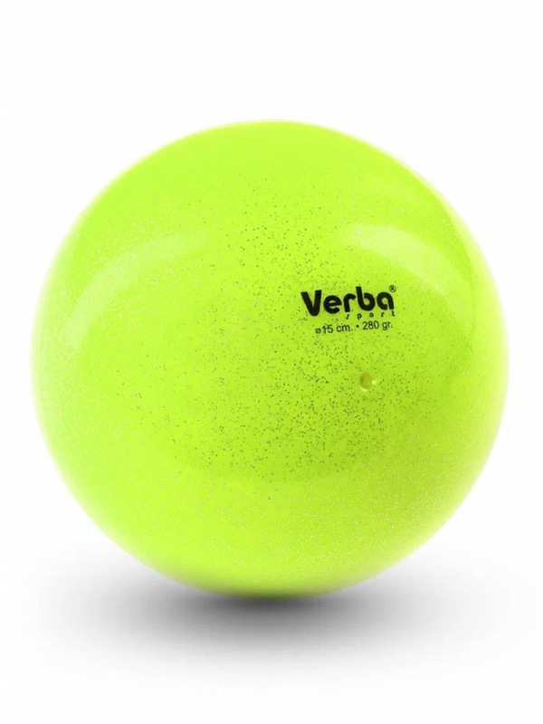 Мяч для художественной гимнастики Verba Sport с блестками лимонный 16см