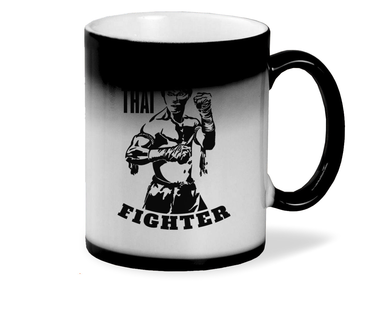 фото Кружка хамелеон черный coolpodarok muay thai fighter (боец тайского бокса)