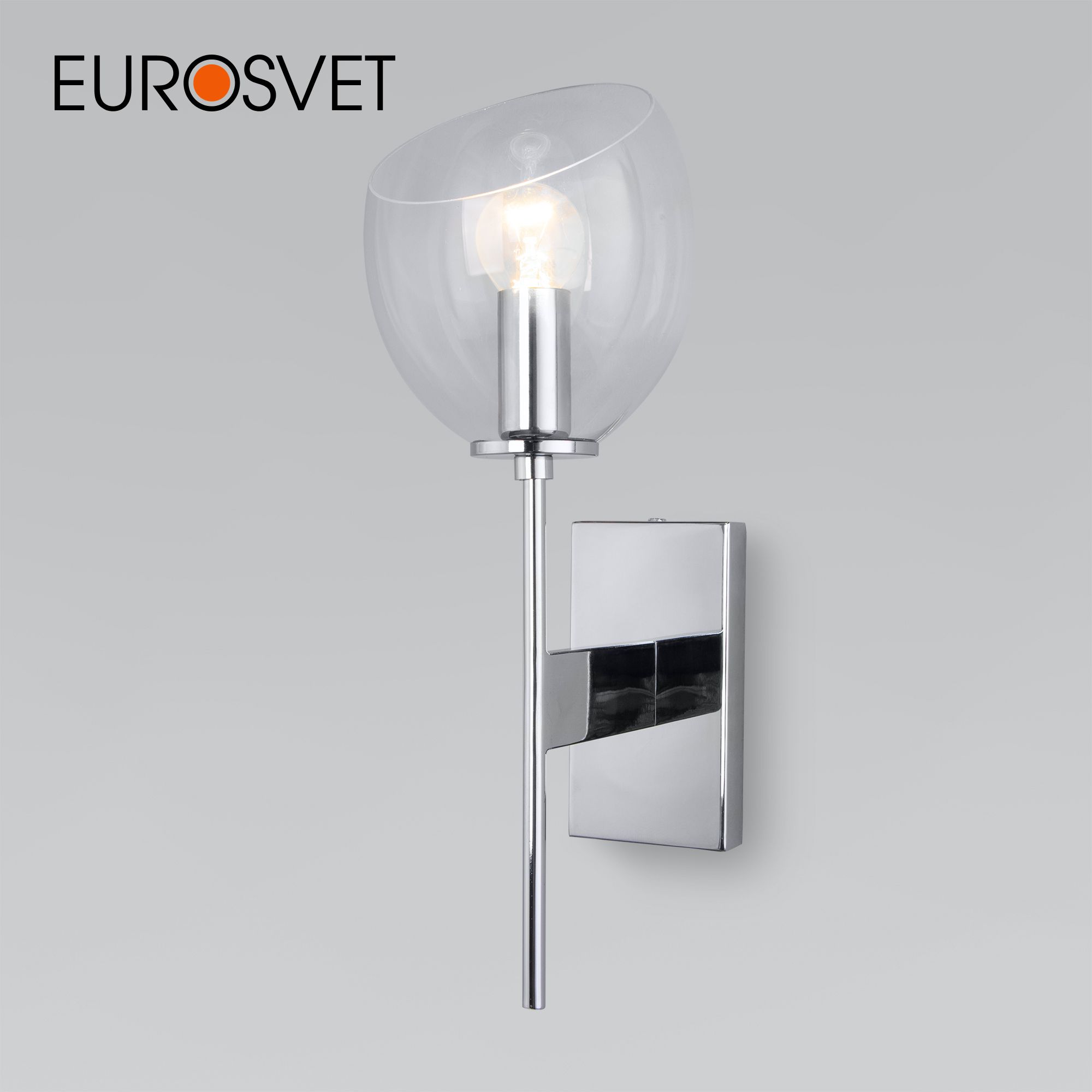 

Бра Eurosvet Arrista 60130/1 хром со стеклянным прозрачным плафоном E14