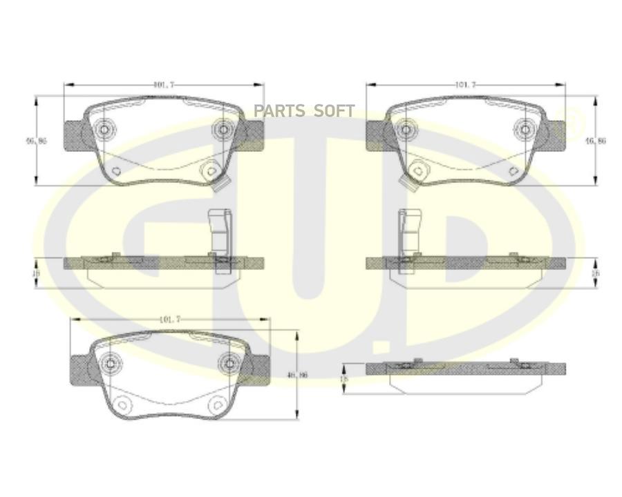 

Тормозные колодки G.U.D. задние дисковые GBP104702