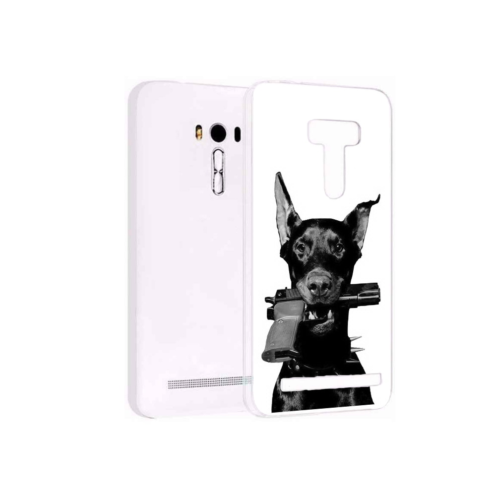 

Чехол MyPads Tocco для Asus ZenFone Selfie (ZD551KL) доберман с пистолетом, Прозрачный, Tocco
