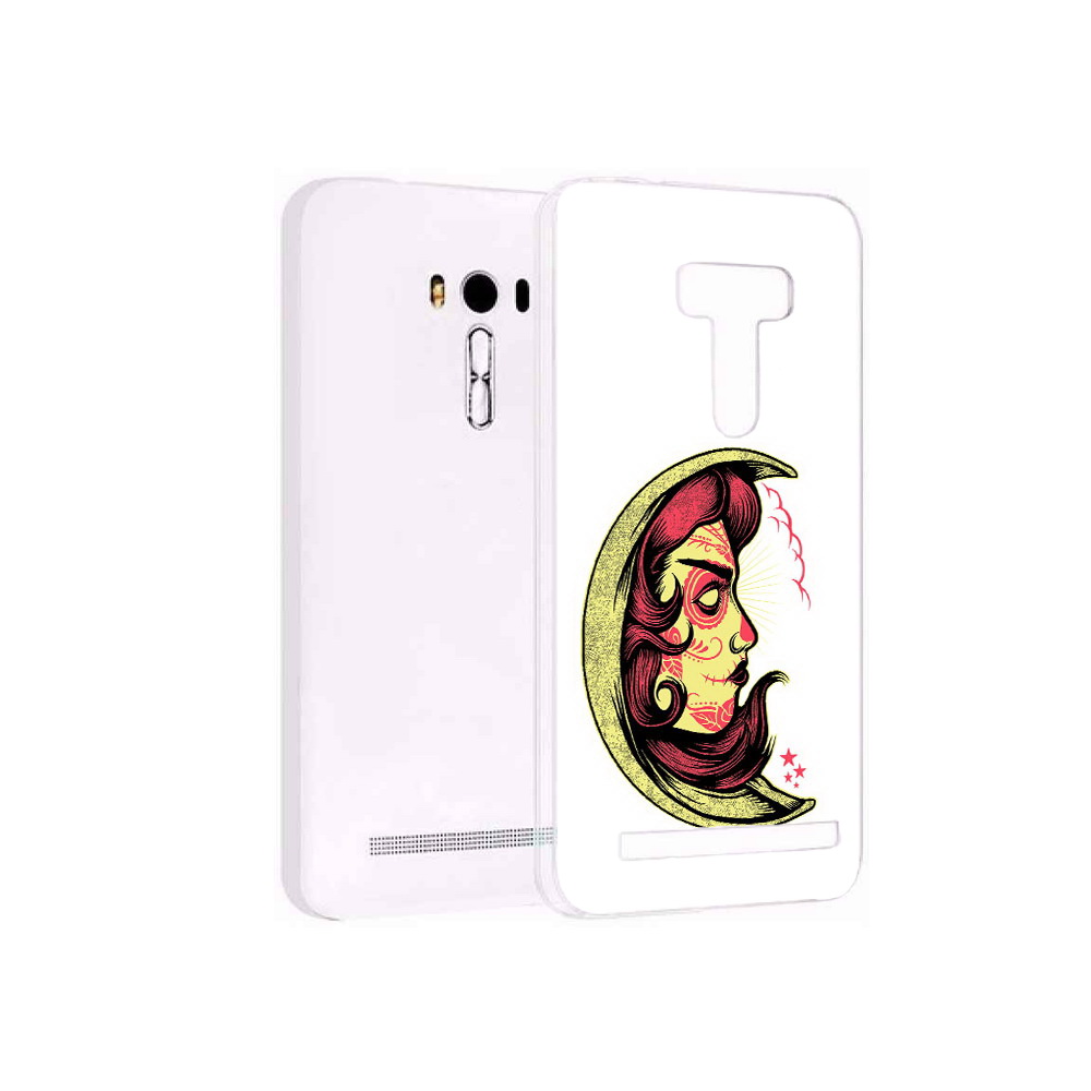 

Чехол MyPads Tocco для Asus ZenFone Selfie (ZD551KL) желтый полумесяц с лицом девушки, Прозрачный, Tocco