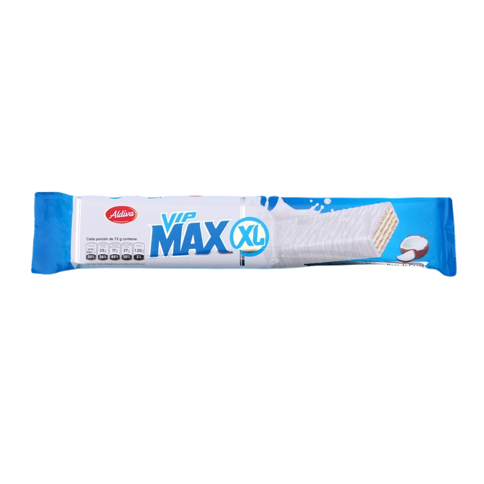 Вафли Vip Max XL покрытые белой глазурью с кокосом, 70 г