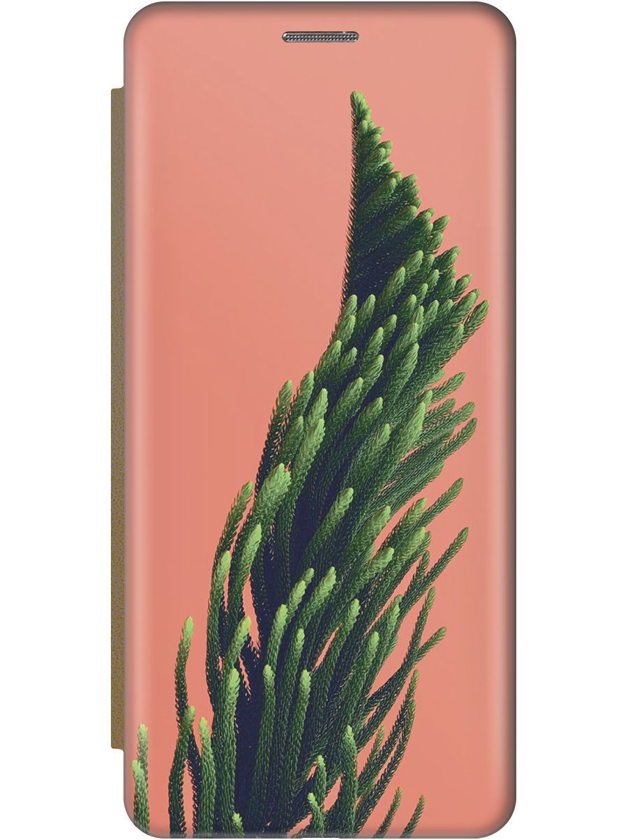 

Чехол-книжка на Realme C55 c принтом "Хвоя на розовом" золотистый, Зеленый;розовый, 159509