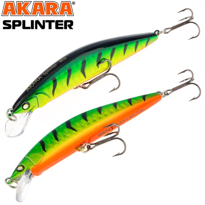 

Воблер Akara Splinter 80S, цвет A99, длина 8 см. 7,5 гр., Зеленый