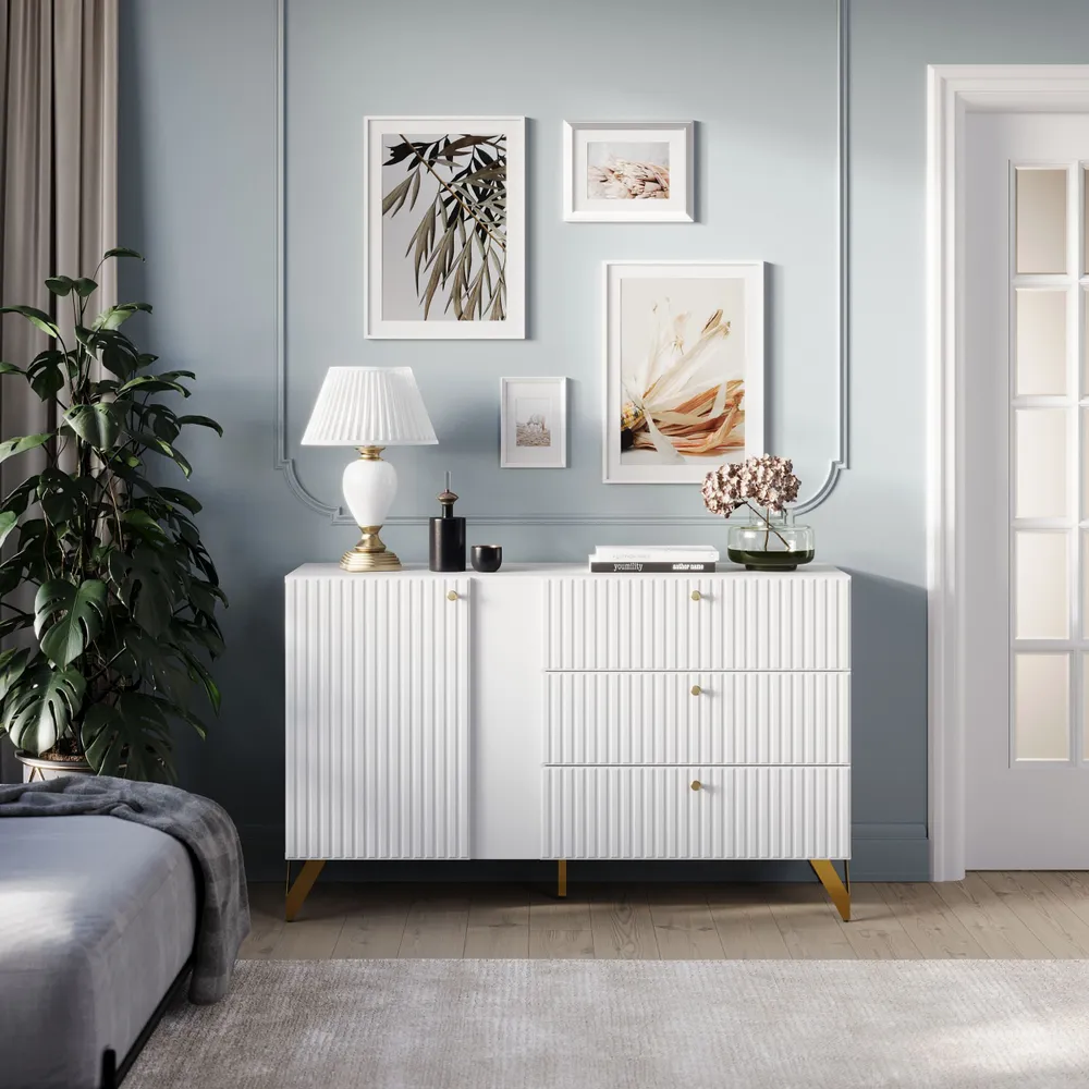 

Комод НК-мебель RENO КД-3, Белый 138х42.6x84 см, RENO