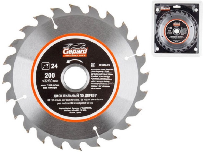 

Диск пильный GEPARD 200х32/30 мм 24 зуба GP0906-24, GP0906-24