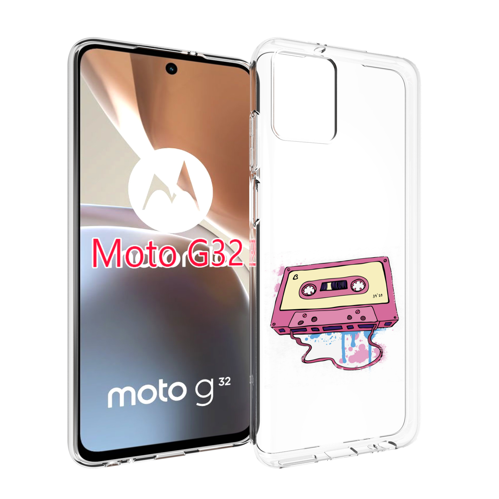 

Чехол MyPads Розовая кассета для Motorola Moto G32, Прозрачный, Tocco