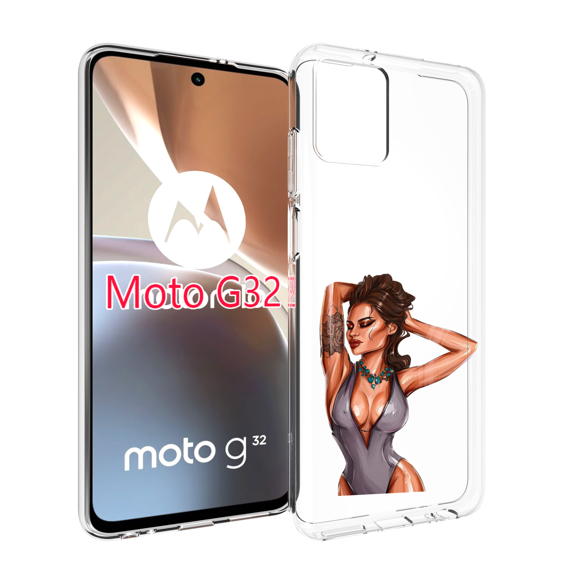 

Чехол MyPads Роскошная-девушка женский для Motorola Moto G32, Прозрачный, Tocco