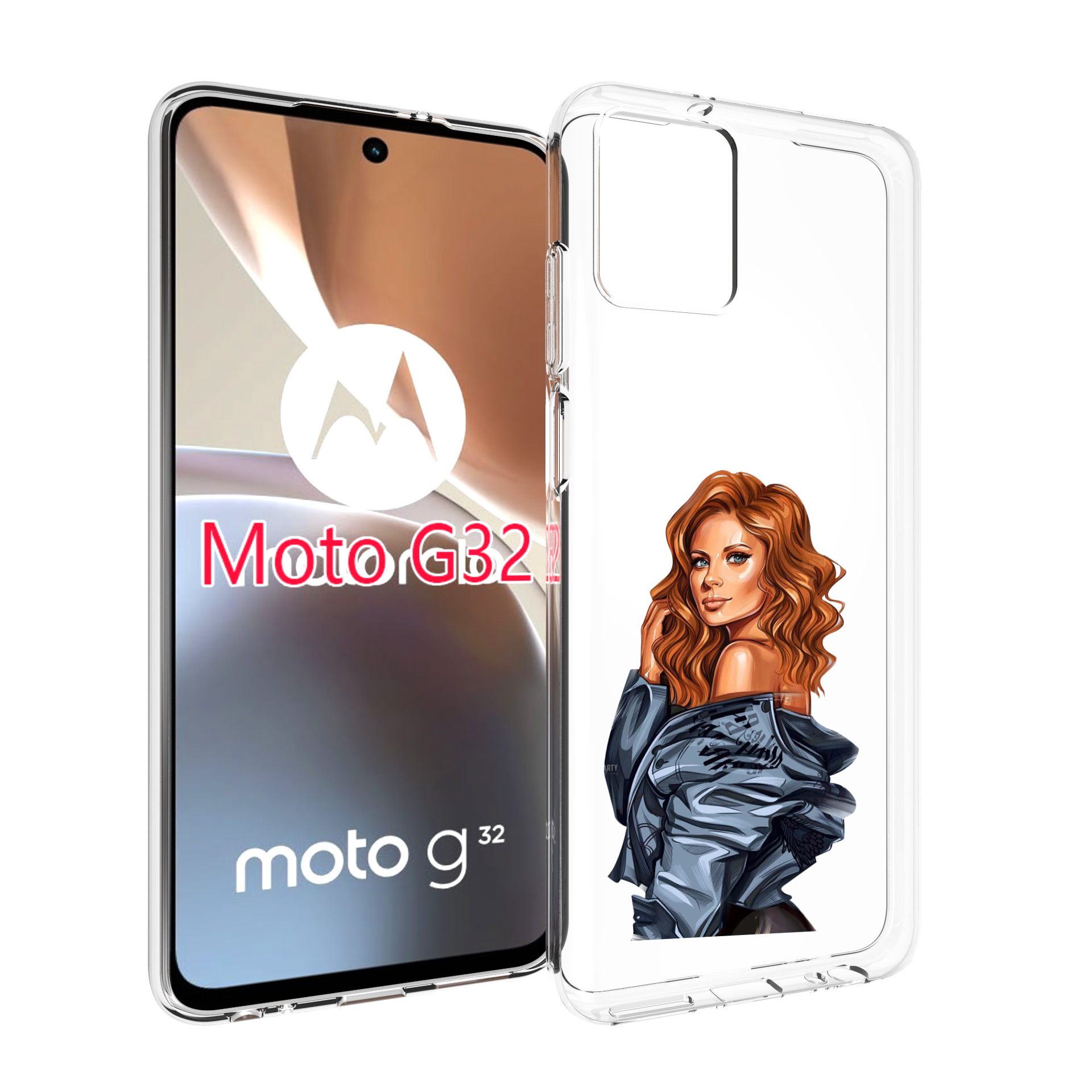 

Чехол MyPads Рыжая-девушка женский для Motorola Moto G32, Прозрачный, Tocco