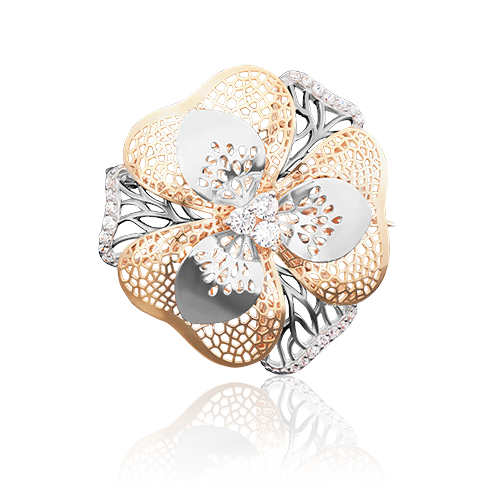 

Брошь из комбинированного золота с фианитом PLATINA jewelry 04-0140-00-401-1111-65, 04-0140-00-401-1111-65