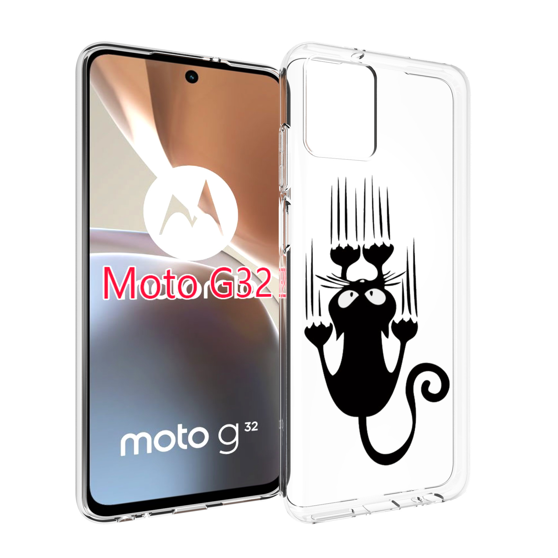 

Чехол MyPads Свисающий-кот для Motorola Moto G32, Прозрачный, Tocco